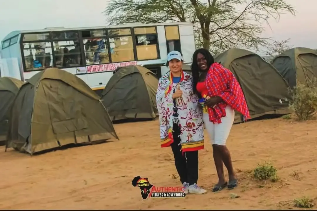 Guests at a safari camp