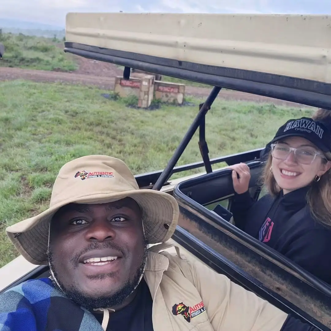 Guests taking a selfie on a game drive