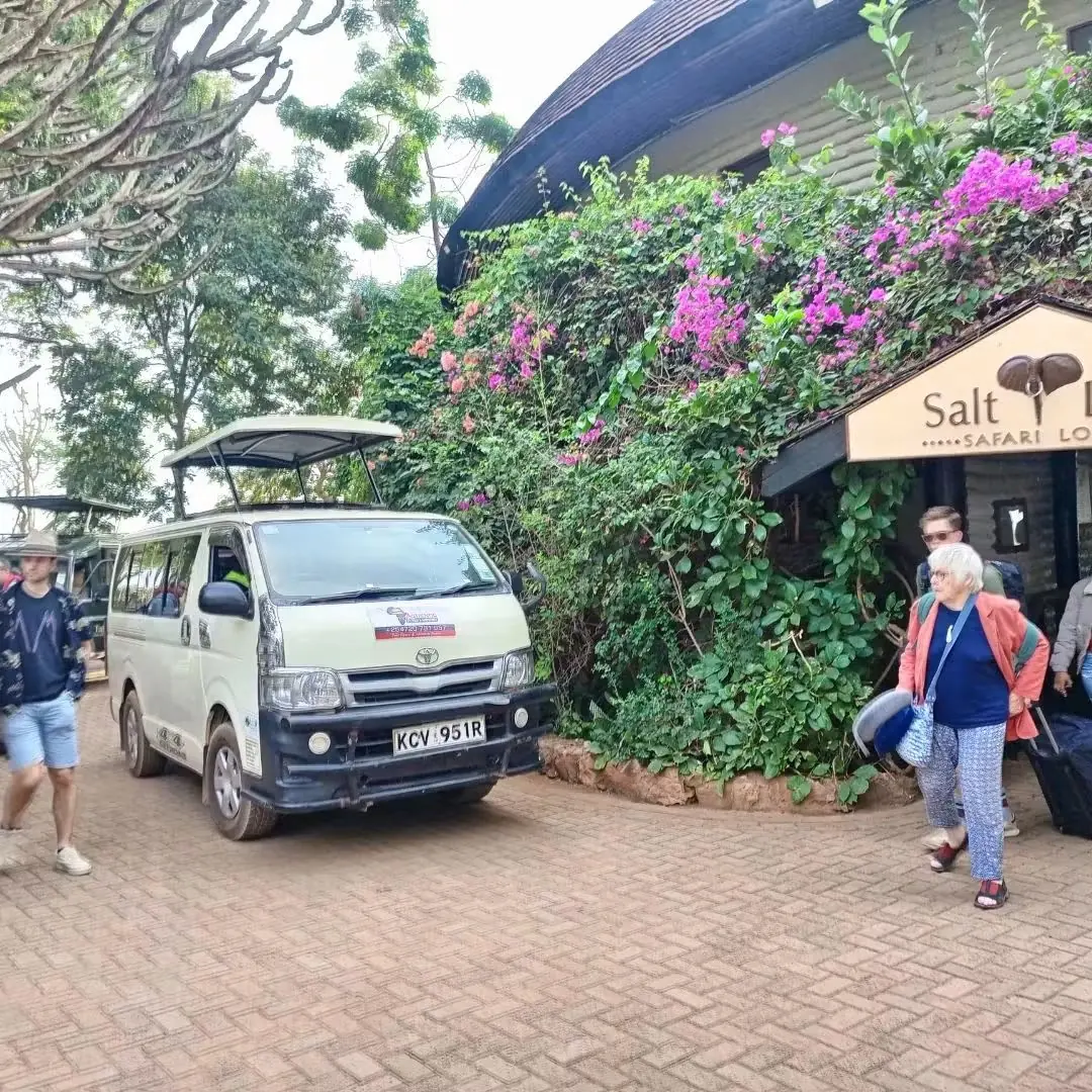Guests arriving at a lodge