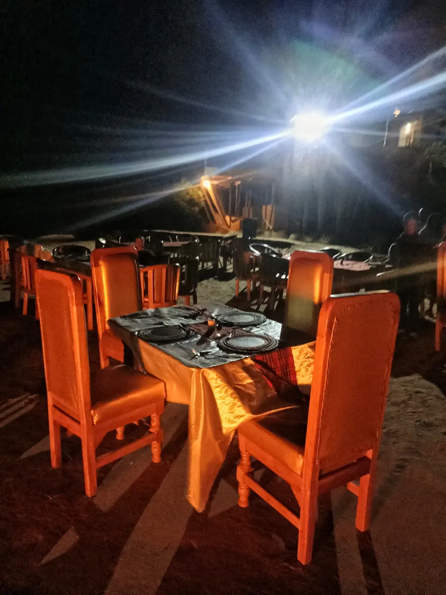 Festive bush dinner table at camp